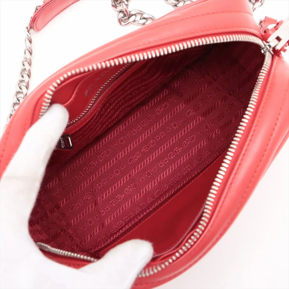 Prada Diagram Chain Shoulder Bag Red