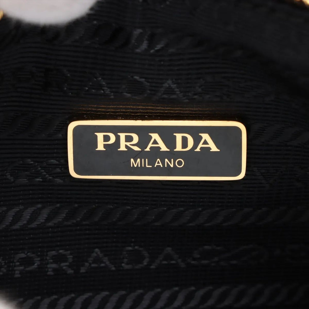 Prada Leather Re-edition 2005 Golden Shoulder Bag Black Saffiano #2