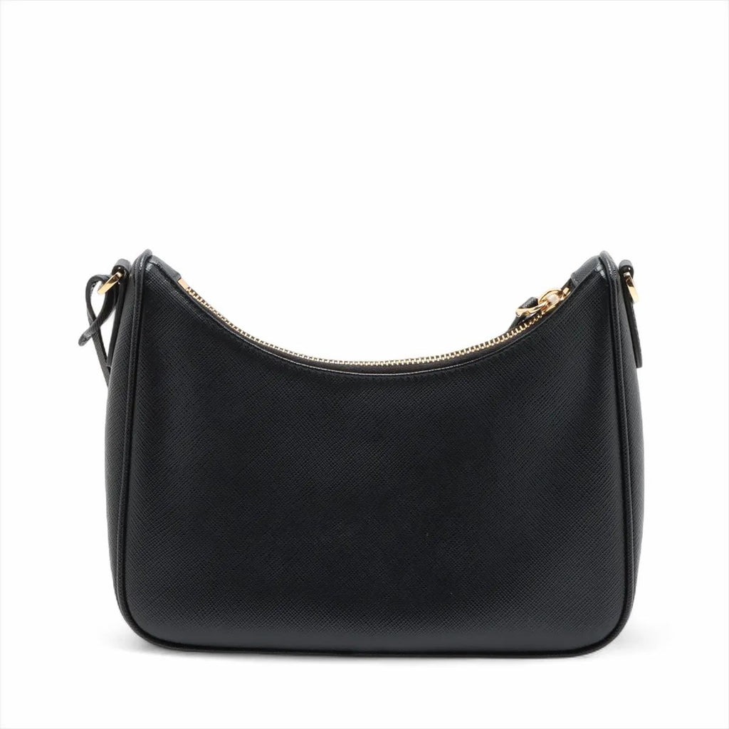 Prada Leather Re-edition 2005 Golden Shoulder Bag Black Saffiano #2