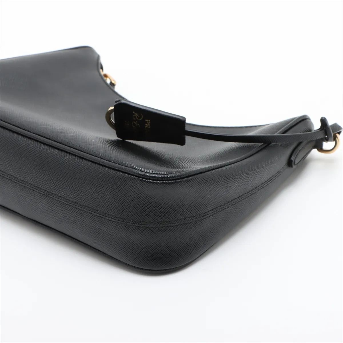 Prada Leather Re-edition 2005 Golden Shoulder Bag Black Saffiano #2