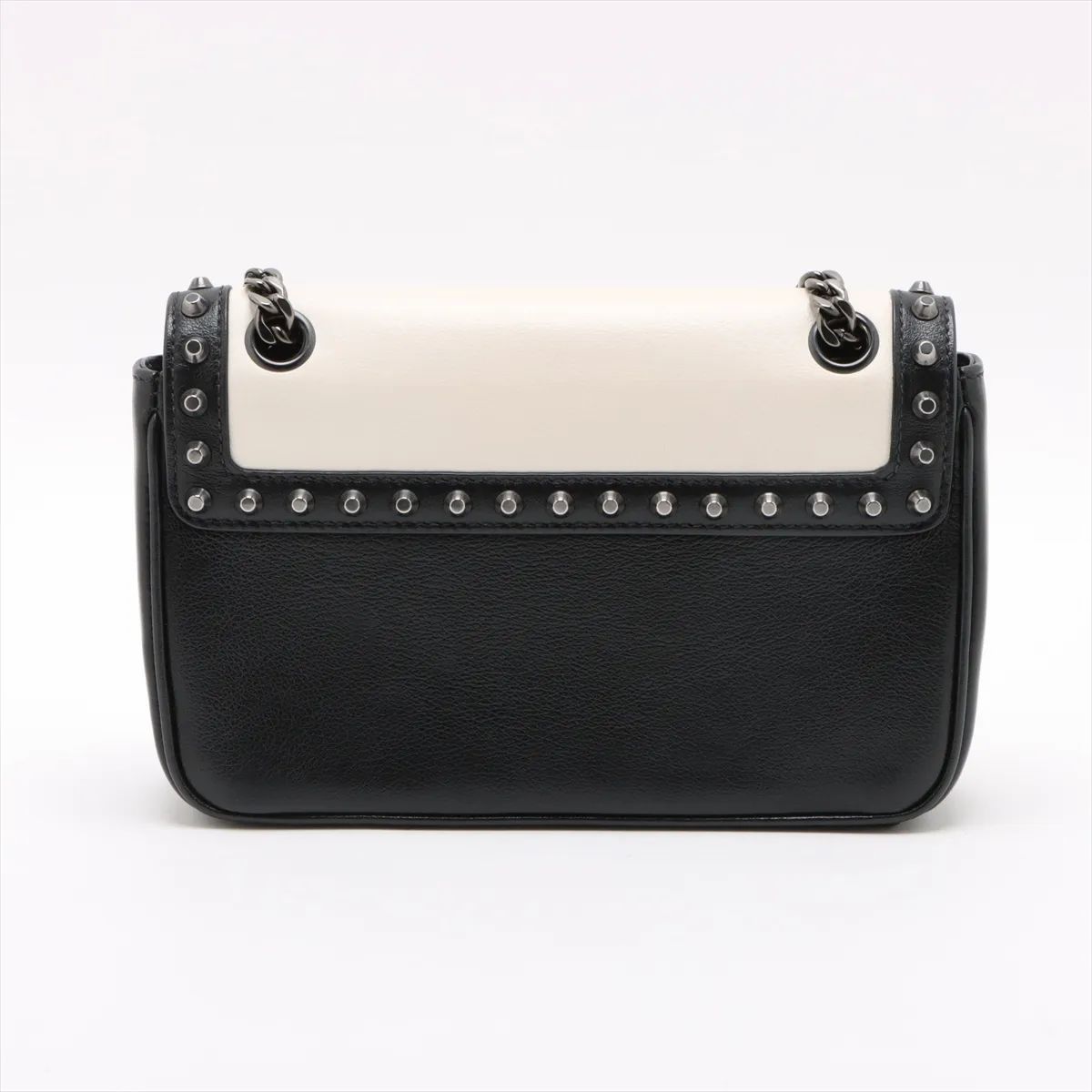 Prada Studded Chain Flap Shoulder Bag White X Black