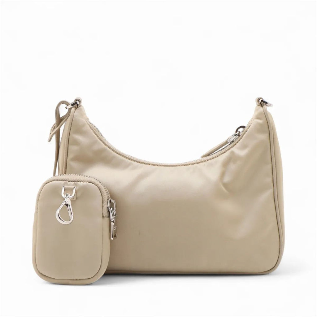 Prada Leather Re-edition 2005 Shoulder Bag Saffiano Beige