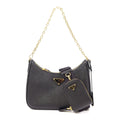 Prada Leather Re-edition 2005 Golden Shoulder Back Bag Black Saffiano