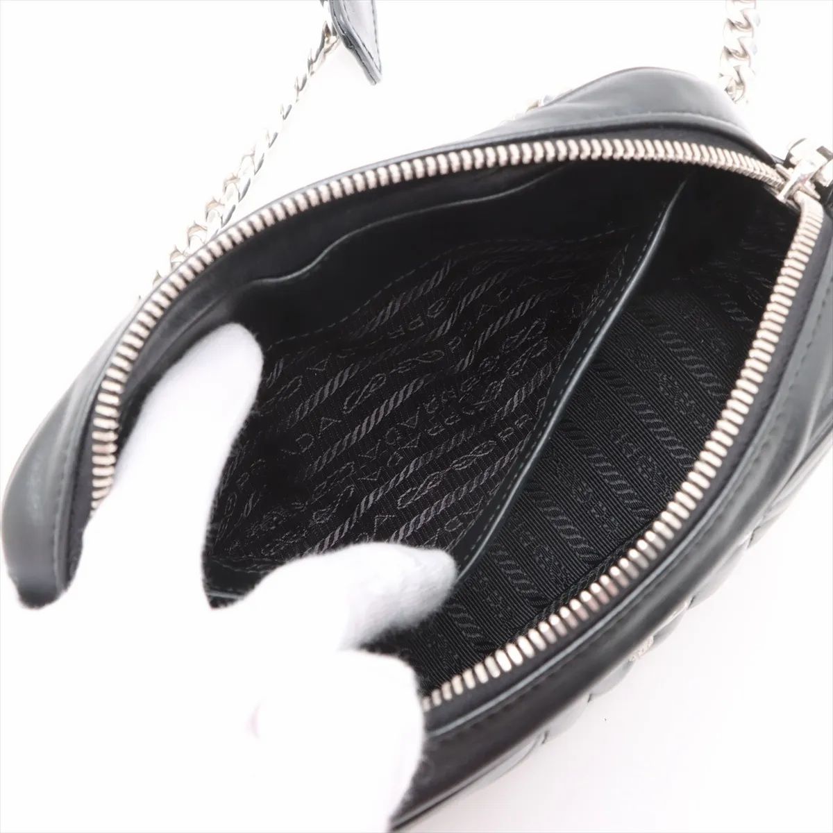 Prada Diagram Chain Shoulder Bag Black