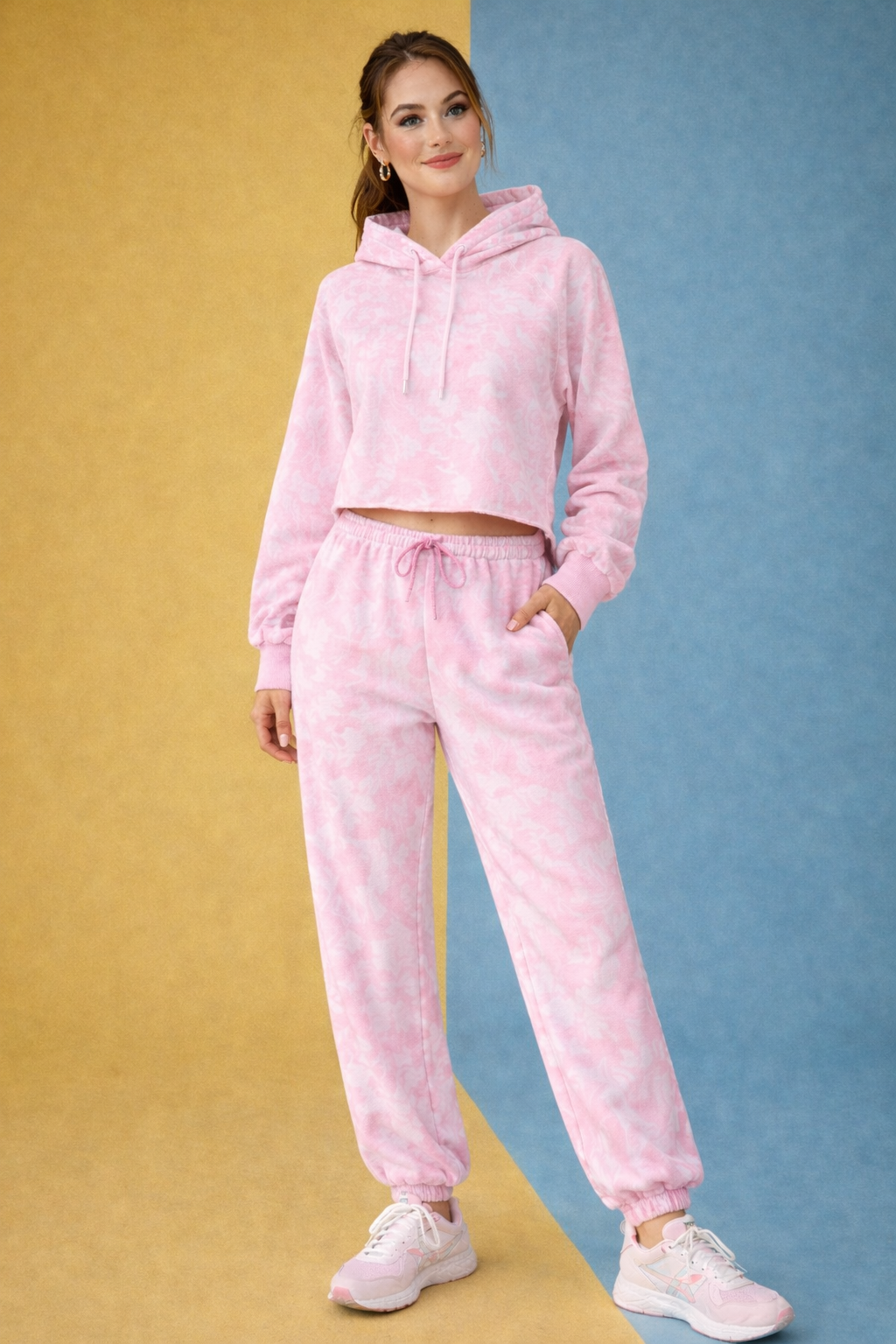 Camo Cropped Hoodie Top & Bottom