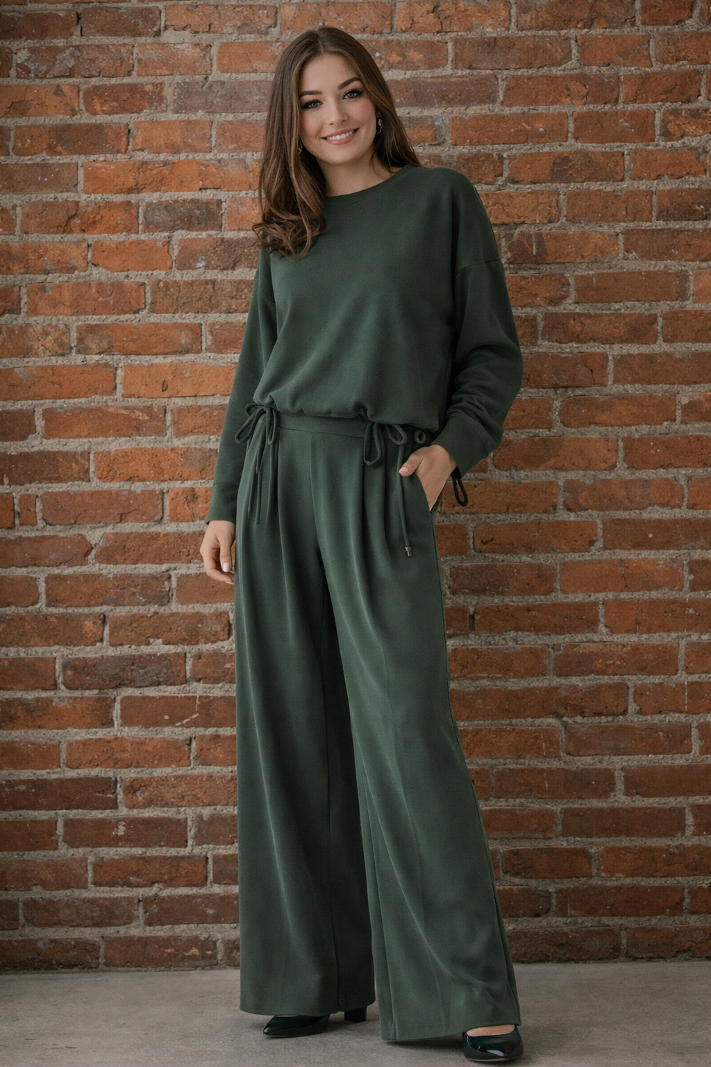 Elle Grey Pleated Wide Leg Sweatpants