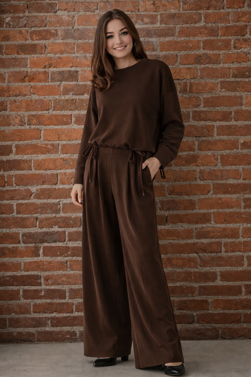 Elle Grey Pleated Wide Leg Sweatpants