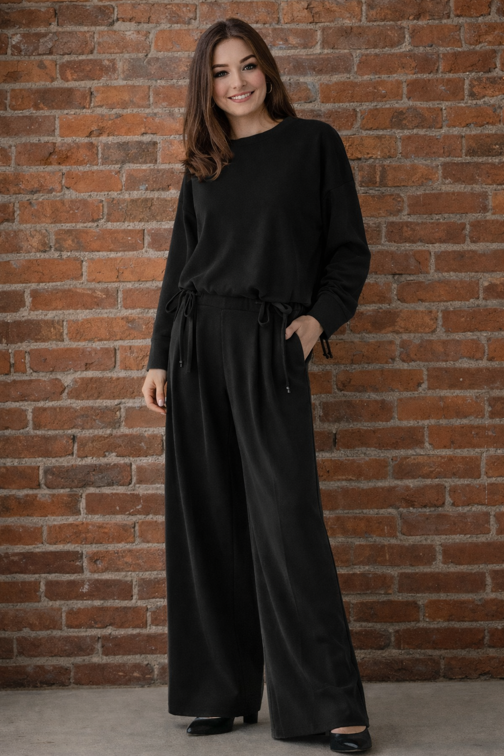 Elle Grey Pleated Wide Leg Sweatpants