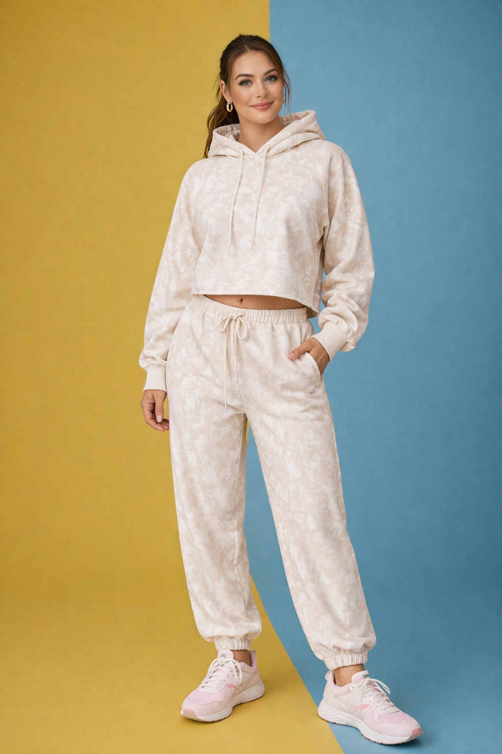 Camo Cropped Hoodie Top & Bottom