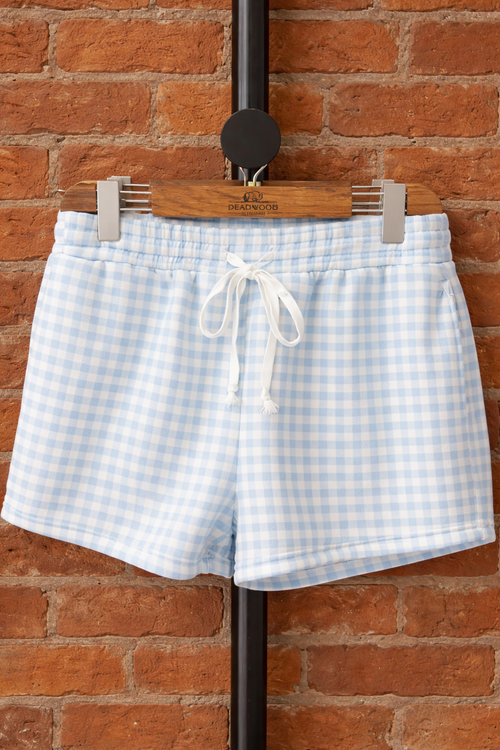 BLUE Gingham Checkered Lounge Top & Shorts