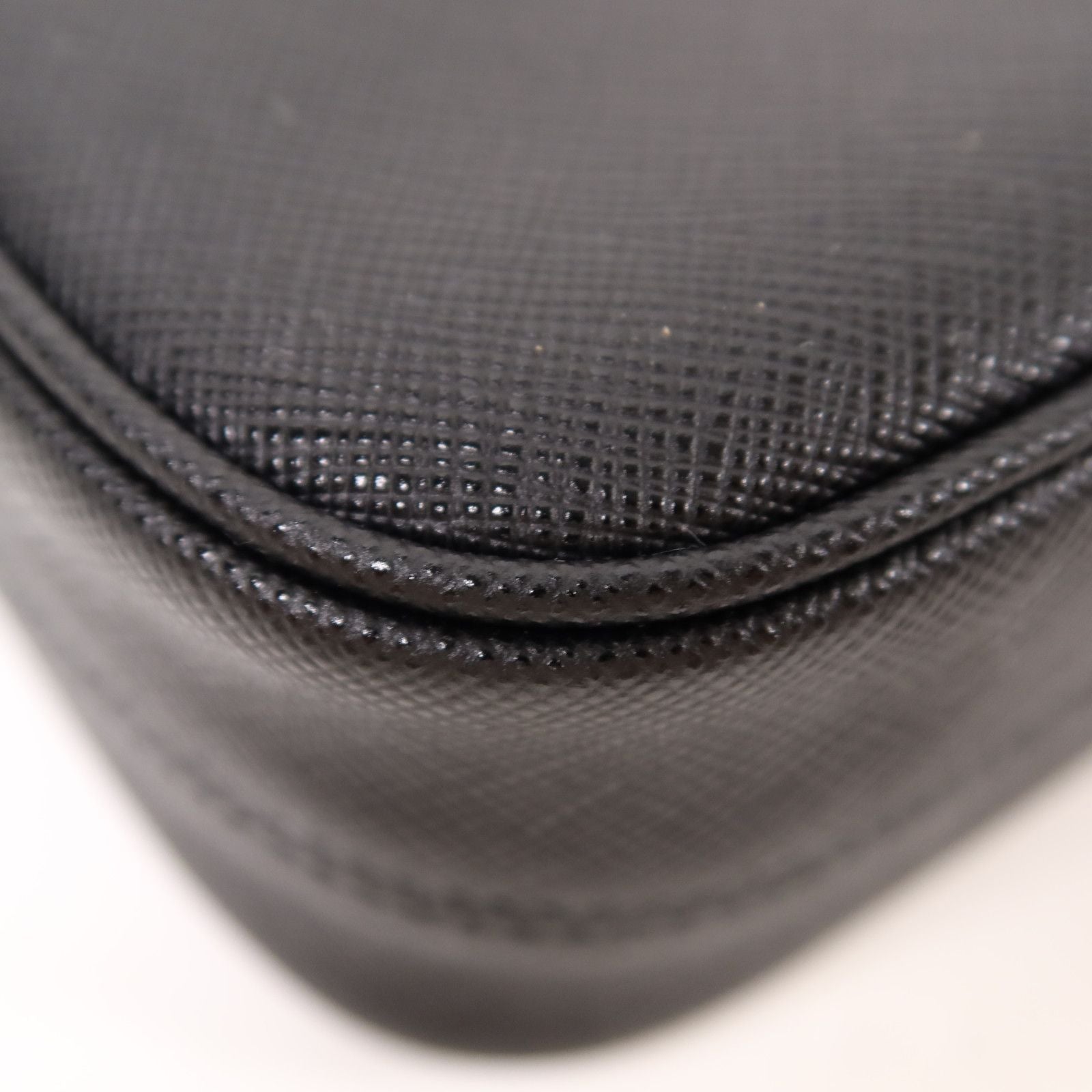 Prada Leather Re-edition 2005 Golden Shoulder Back Bag Black Saffiano