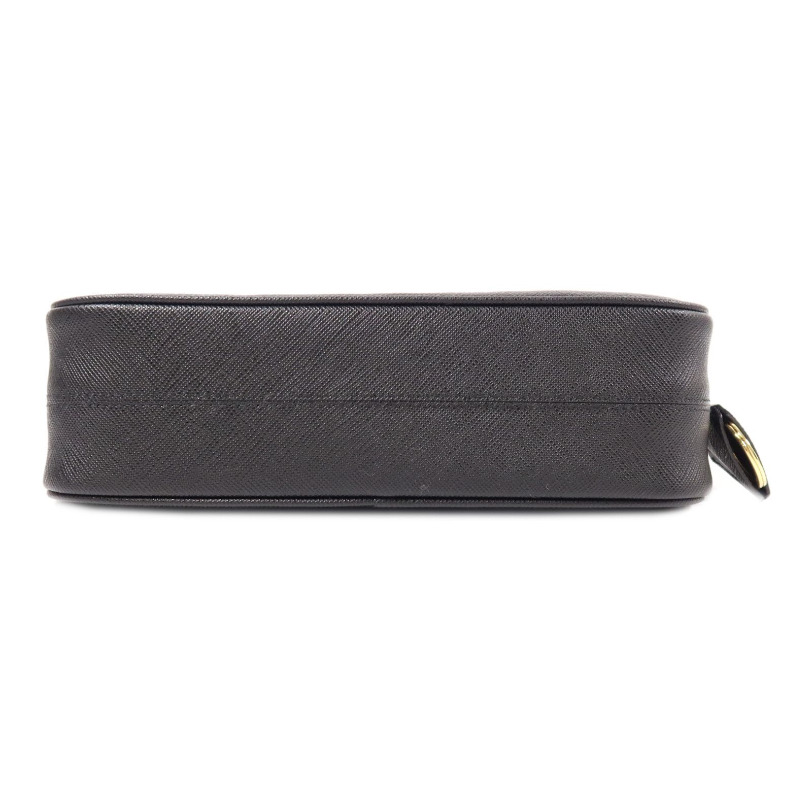 Prada Leather Re-edition 2005 Golden Shoulder Back Bag Black Saffiano