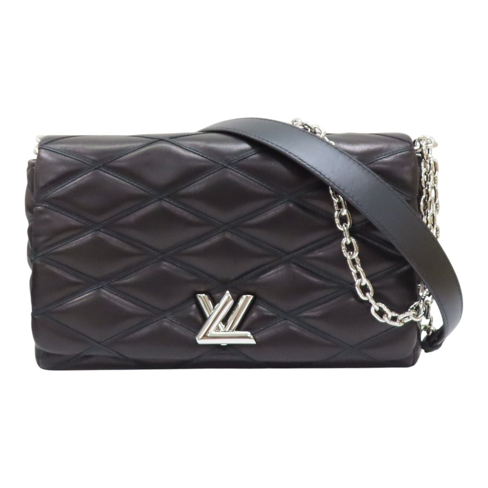 Louis Vuitton Go-14 Chain Shoulder Bag Lambskin Black MM