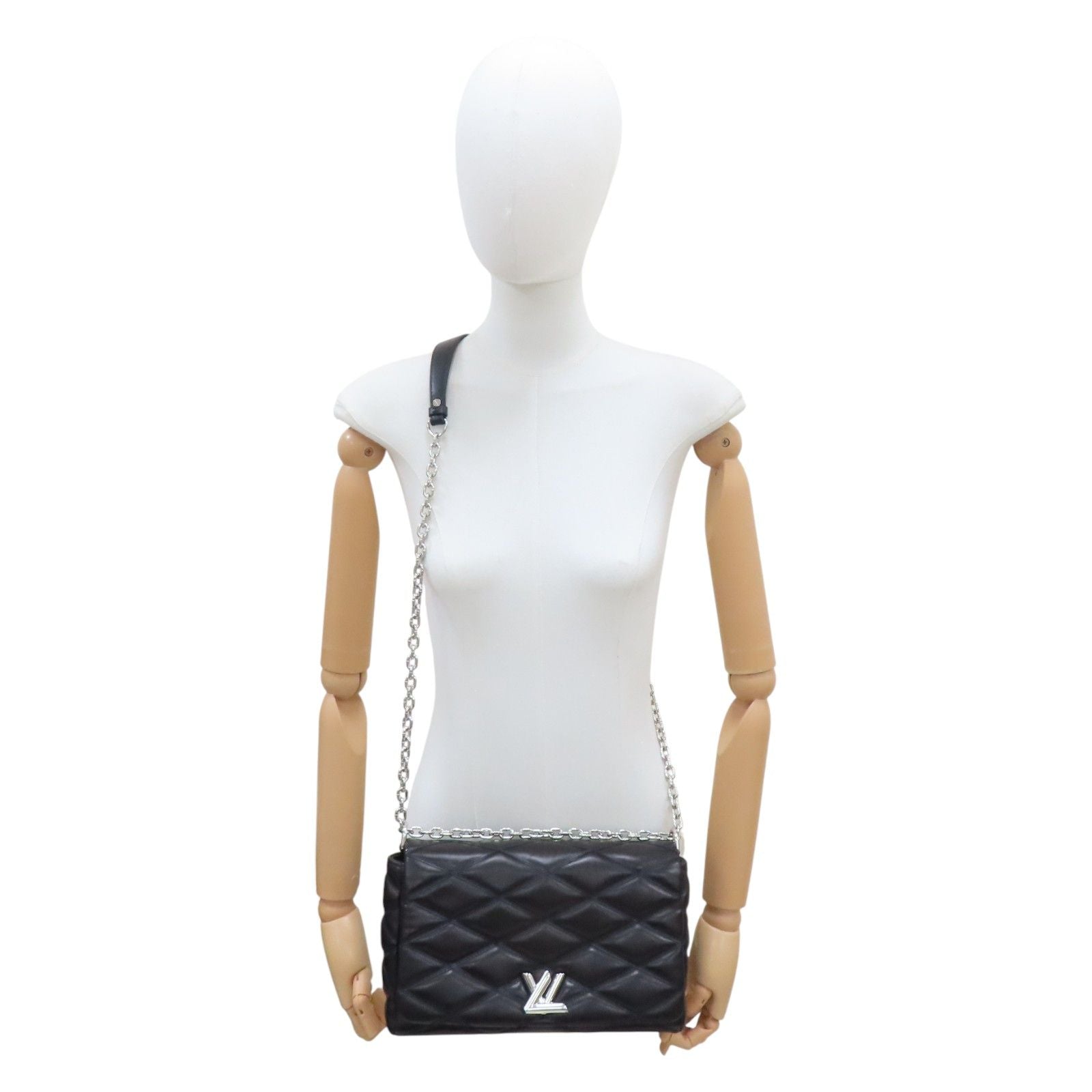 Louis Vuitton Go-14 Chain Shoulder Bag Lambskin Black MM