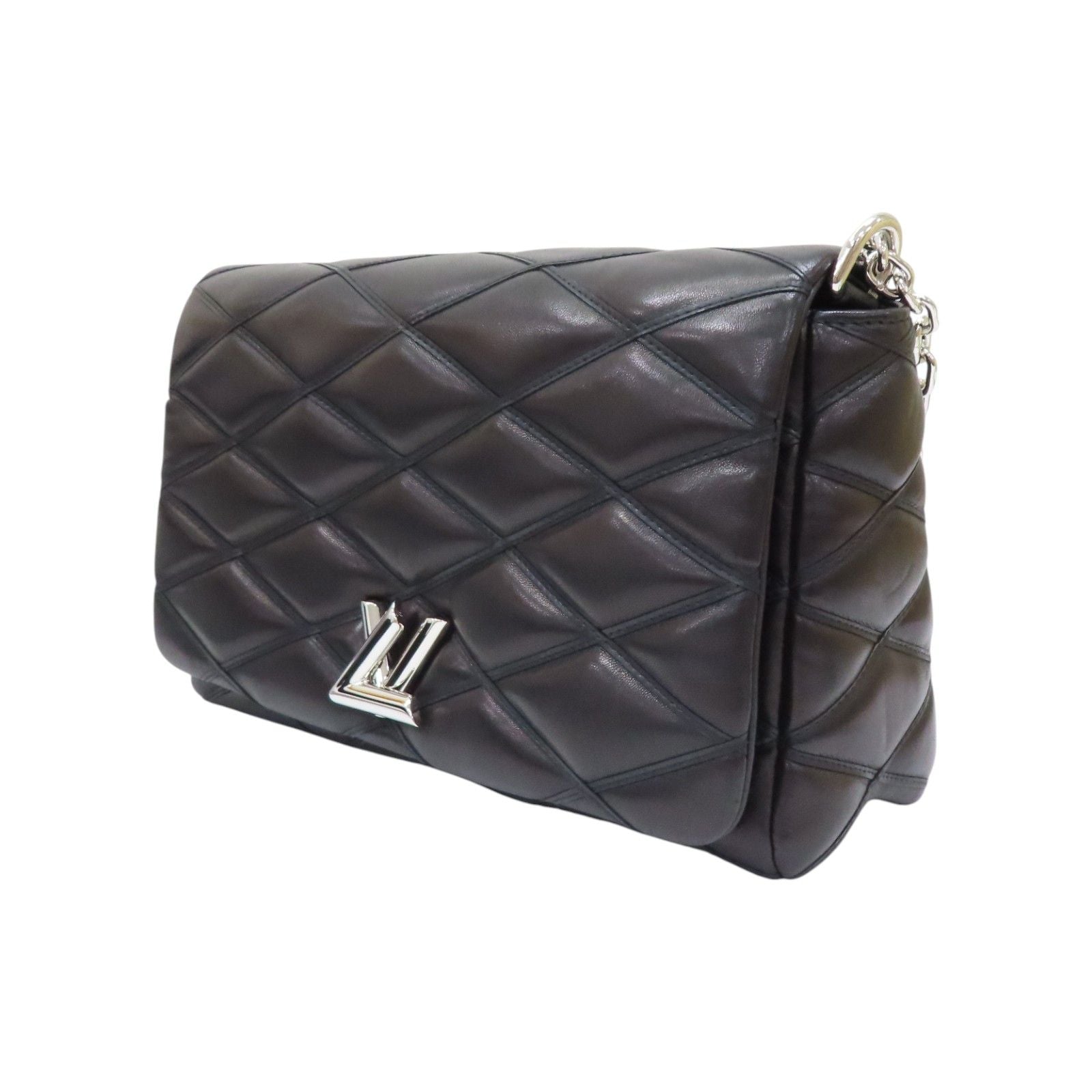 Louis Vuitton Go-14 Chain Shoulder Bag Lambskin Black MM