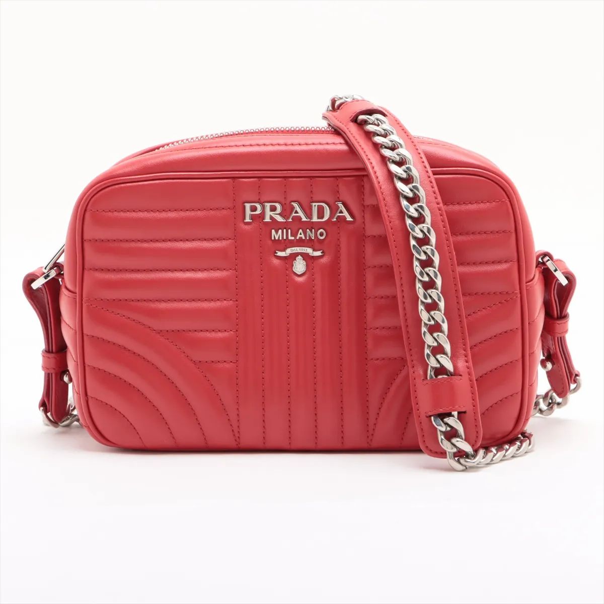 Prada Diagram Chain Shoulder Bag Red