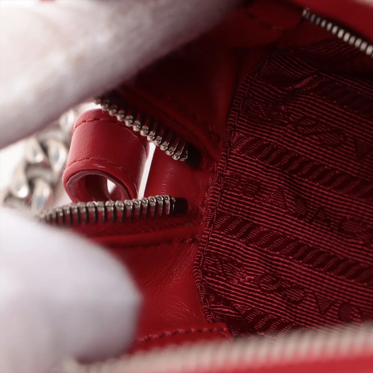 Prada Diagram Chain Shoulder Bag Red