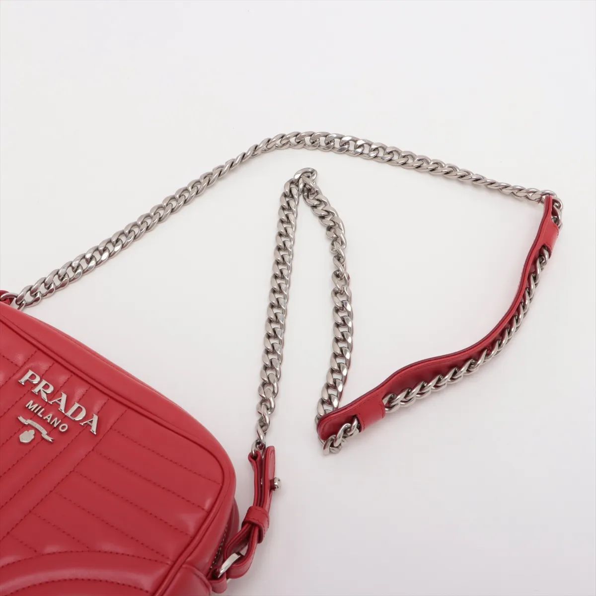 Prada Diagram Chain Shoulder Bag Red