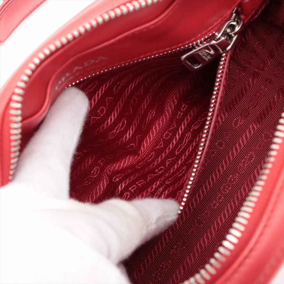 Prada Diagram Chain Shoulder Bag Red