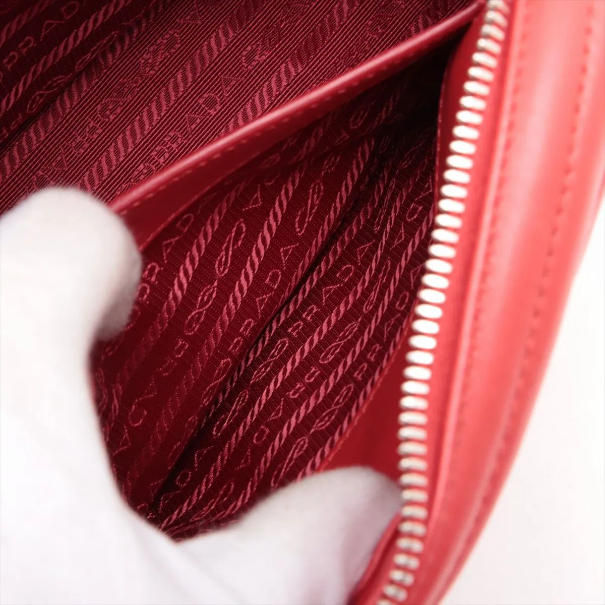 Prada Diagram Chain Shoulder Bag Red
