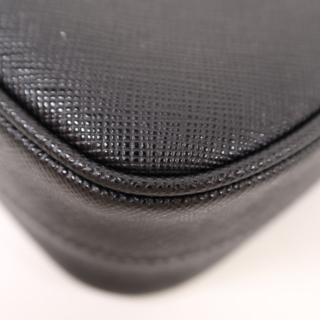 Prada Leather Re-edition 2005 Golden Shoulder Back Bag Black Saffiano