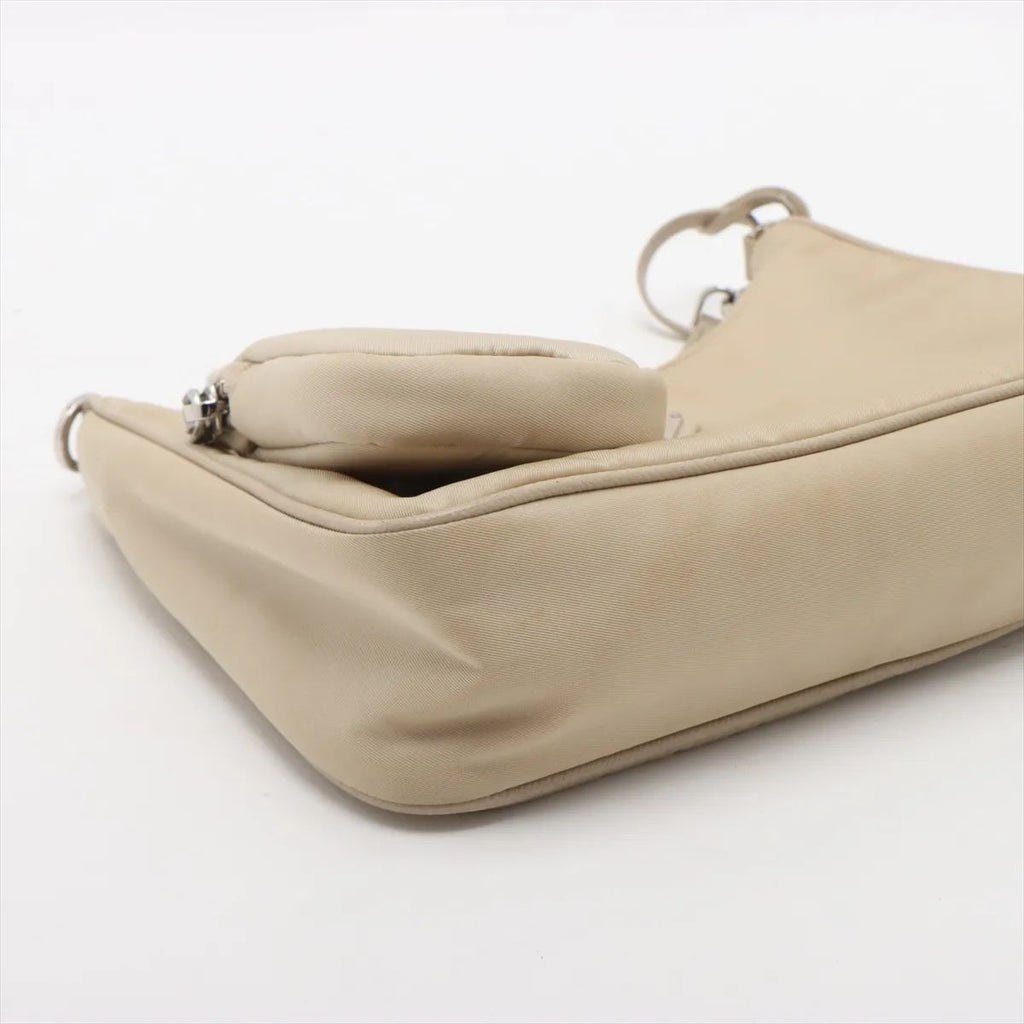 Prada Leather Re-edition 2005 Shoulder Bag Saffiano Beige