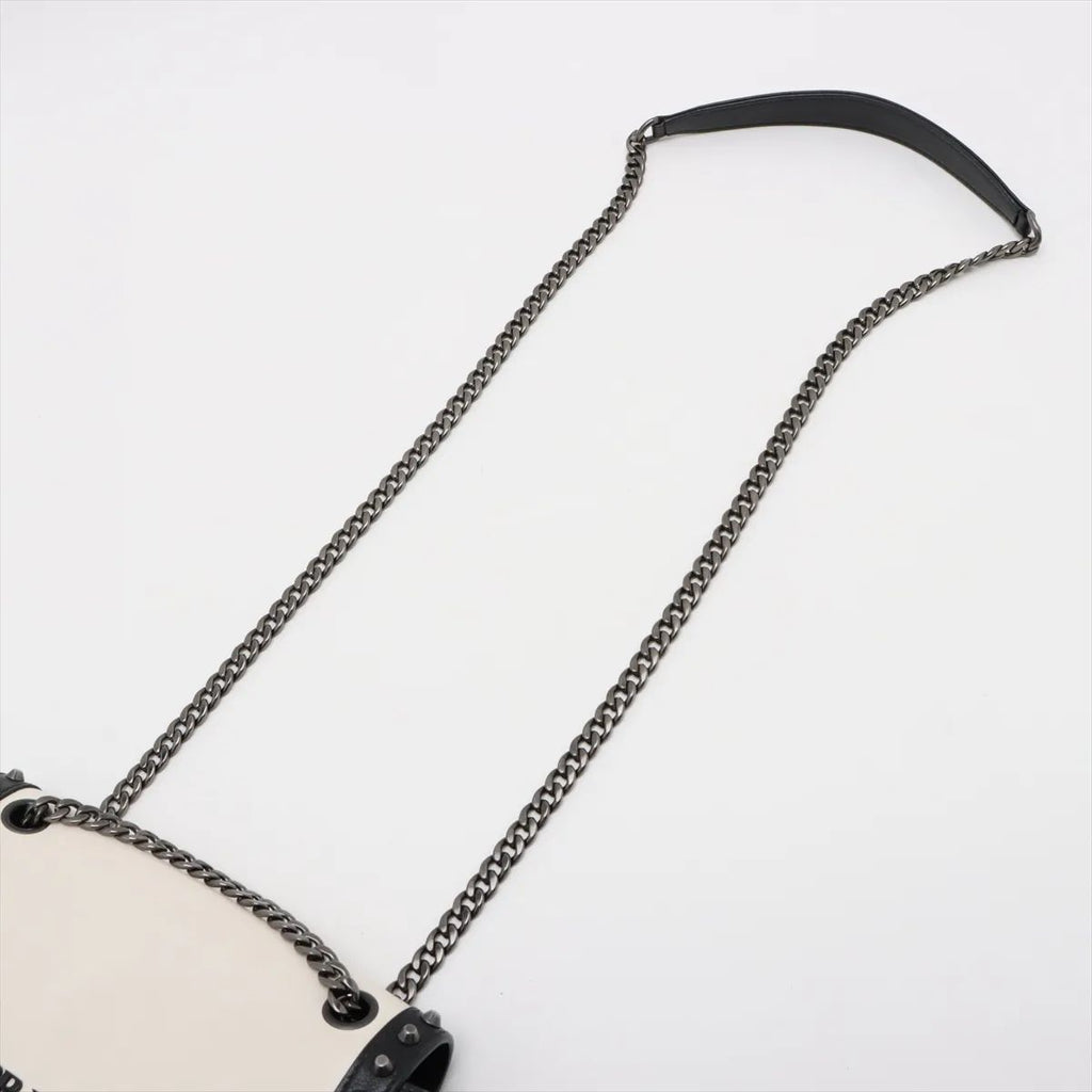 Prada Studded Chain Flap Shoulder Bag White X Black