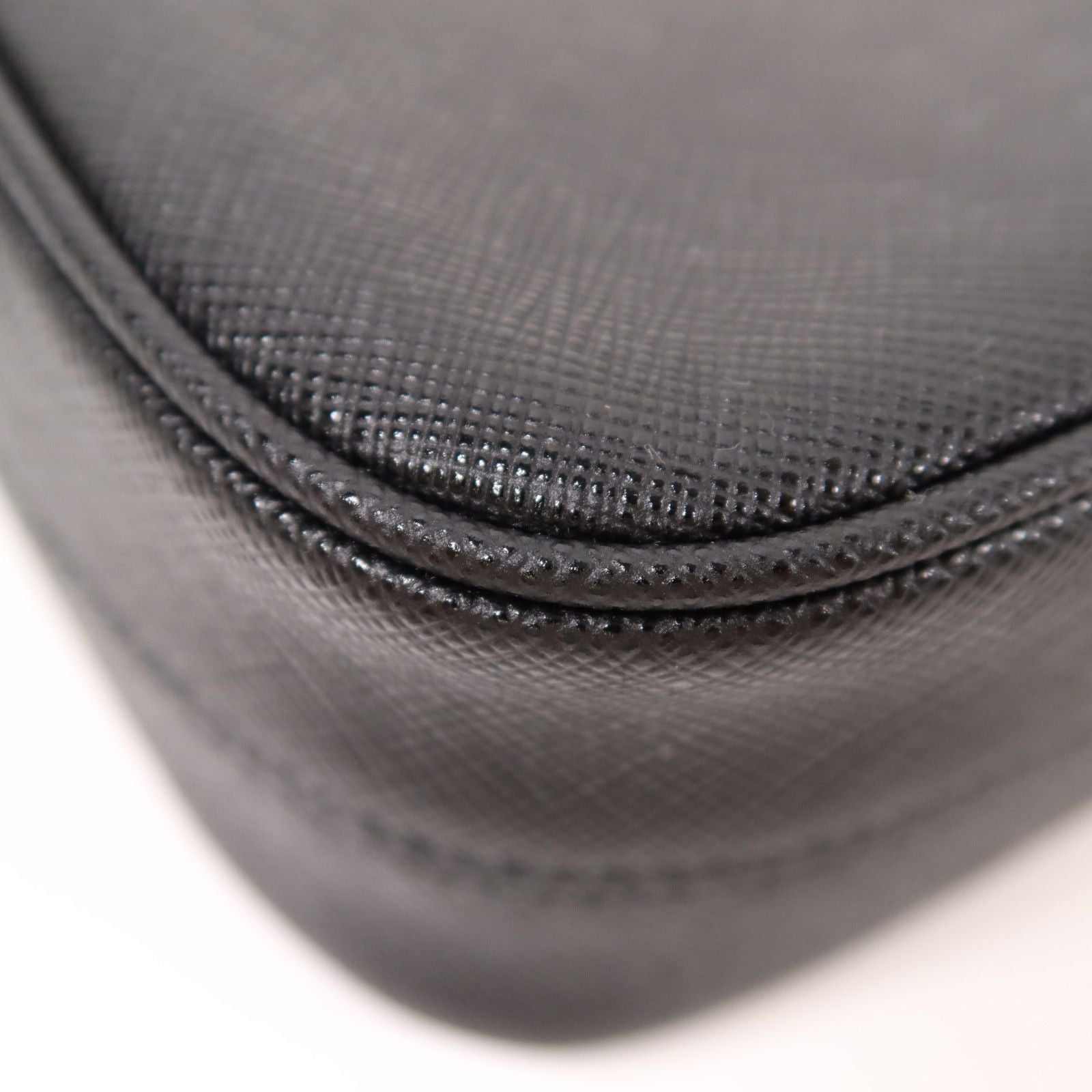 Prada Leather Re-edition 2005 Golden Shoulder Back Bag Black Saffiano