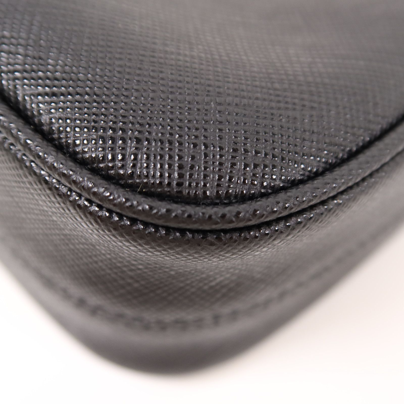 Prada Leather Re-edition 2005 Golden Shoulder Back Bag Black Saffiano