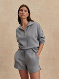 Varley Hawley Half-Zip Sweat and Shorts Wind Blue