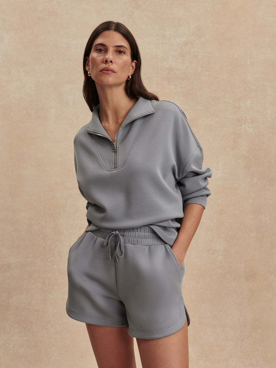 Varley Hawley Half-Zip Sweat and Shorts Wind Blue