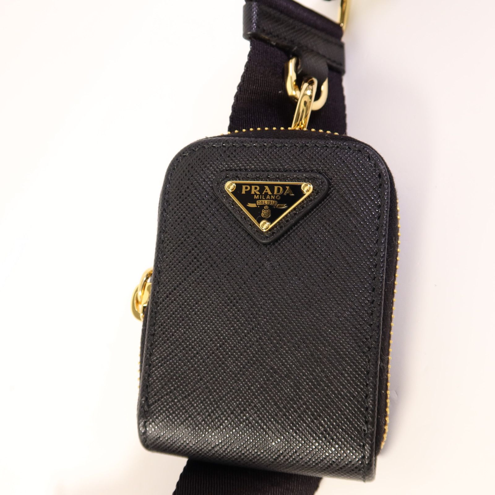 Prada Saffiano Leather Re-edition 2005 Golden Shoulder Bag Black Calfskin Condition: SA (NEW)
