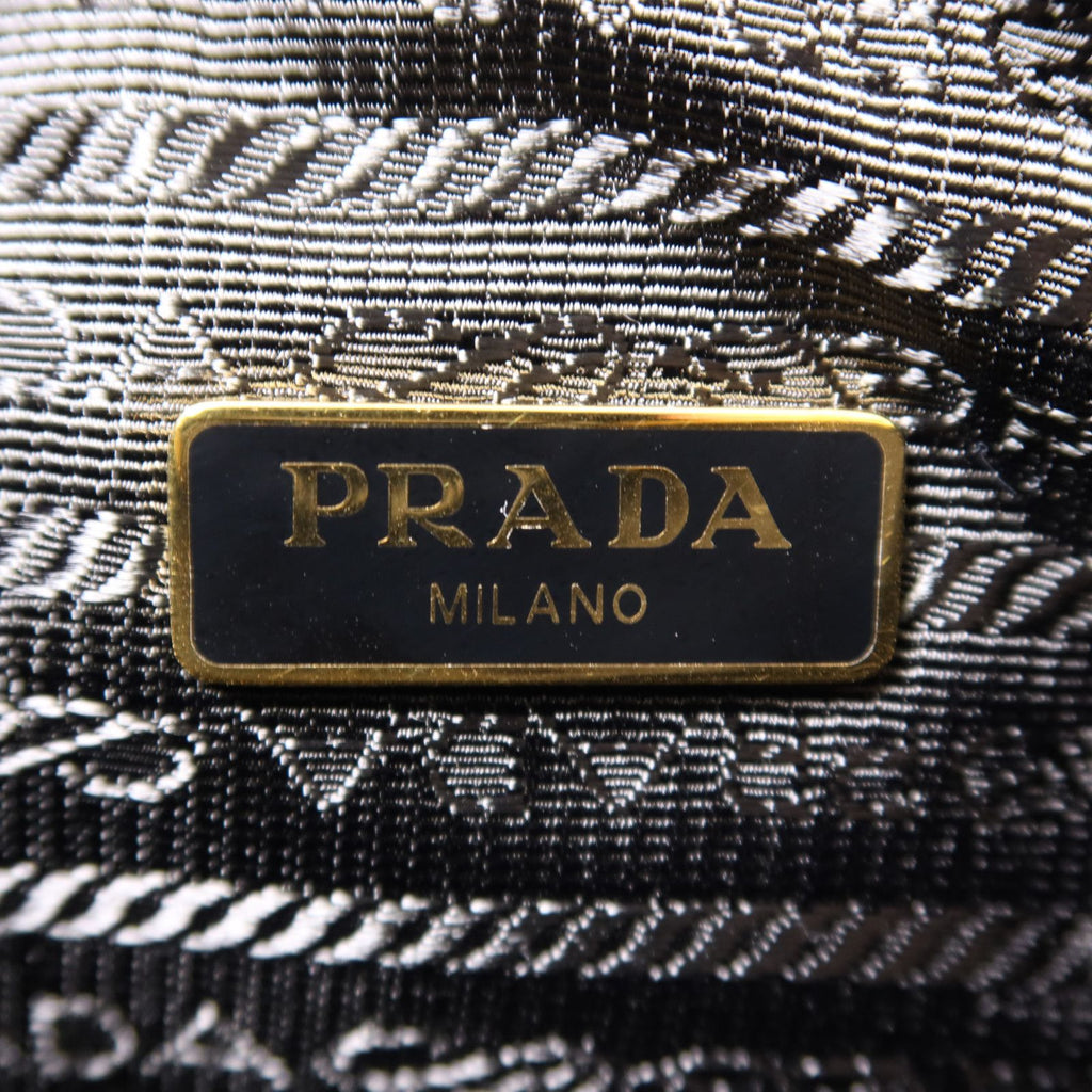 Prada Leather Re-edition 2005 Golden Shoulder Back Bag Black Saffiano